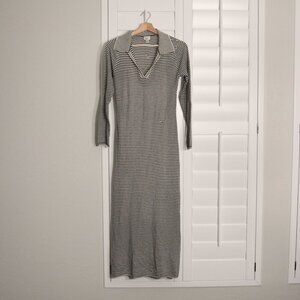 A New Day NWT Black and White Striped Lined S Collared Sweater Dress